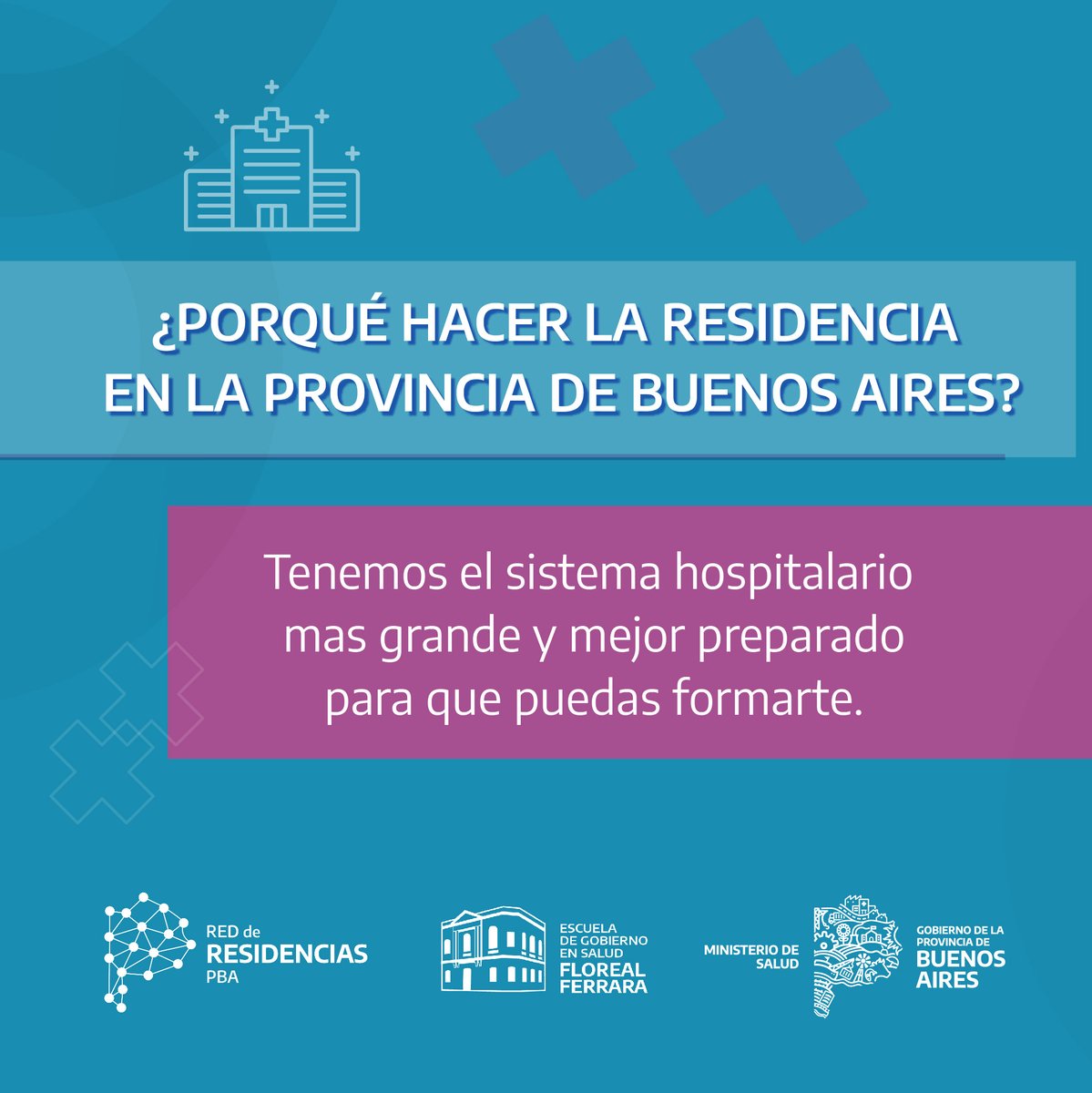 ¡El sistema público de salud bonaerense te espera! 

Elegí formarte y hacer tu residencia en las diferentes especialidades que ofrece el sistema hospitalario de <a href="/BAProvincia/">Gobierno PBA</a> 🩺.