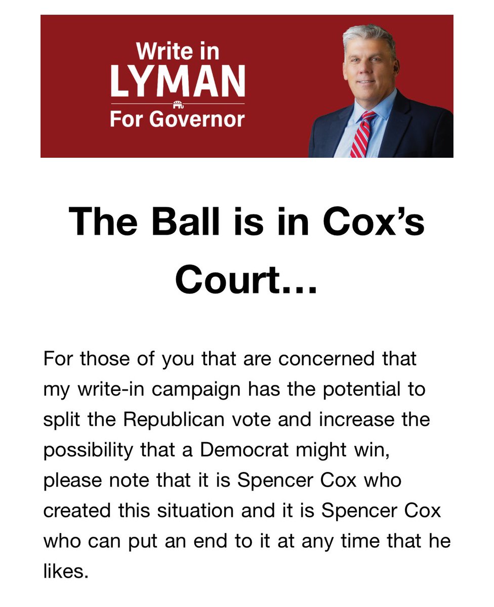 The email that was just sent out by the Lyman team sounds a lot like when abusers refuse to take responsibility for their own behavior and say, “Look what you made me do”. It’s time for Utah to break up with Phil Lyman #utpol