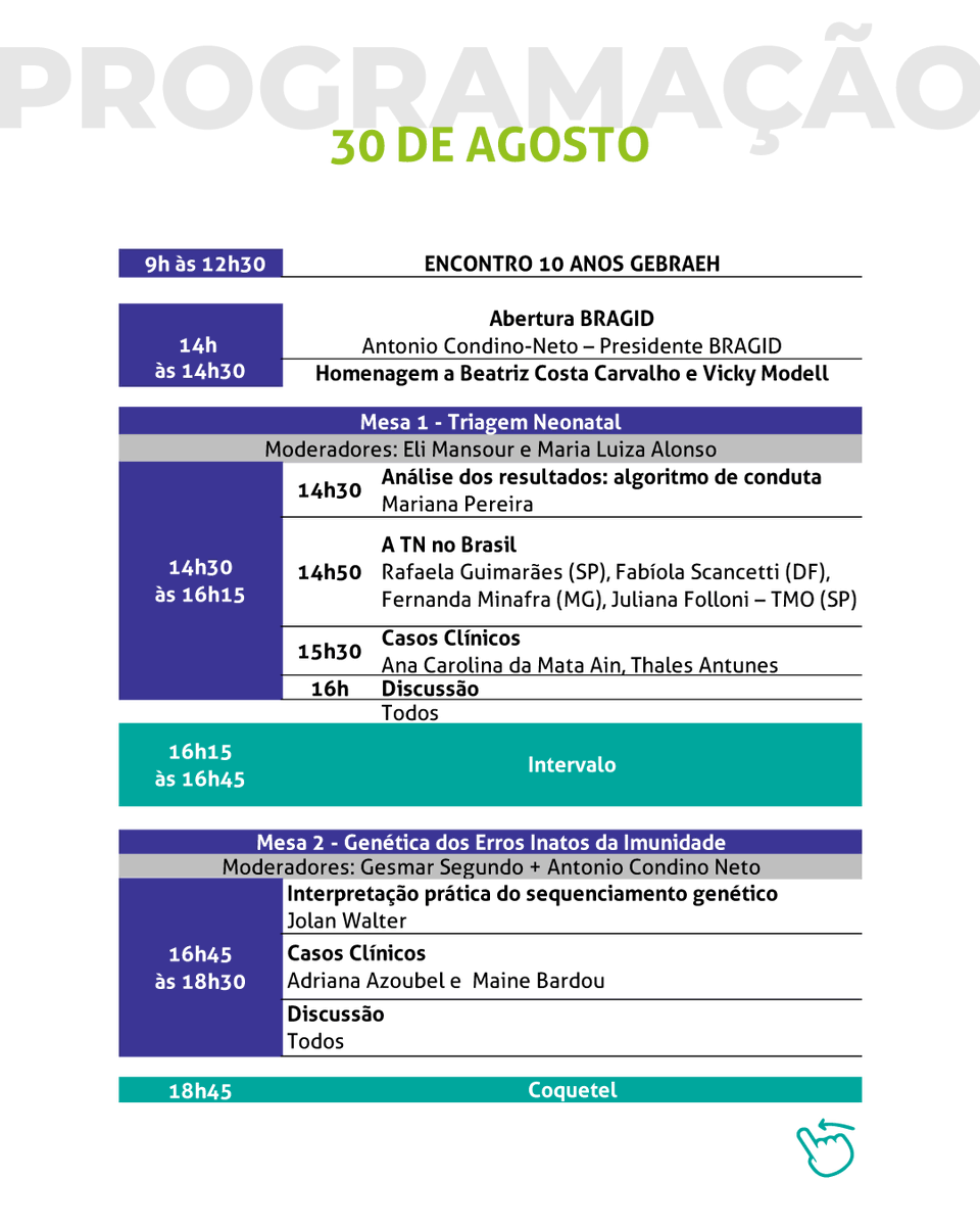 ASBAI_alergia's tweet photo. Você já viu a programação do BRAGID Meeting?
Passe as imagens para o lado e confira.
Inscrições com desconto terminam dia 23/08.
Acesse: https://t.co/XIQ5mBBFS6
#BRAGIDMeeting #imunologia #LASID #JeffreyModellFoundation #EII #plasmajabrasil #alergia #ASBAI #BRAGID https://t.co/Kc7x3AykeL