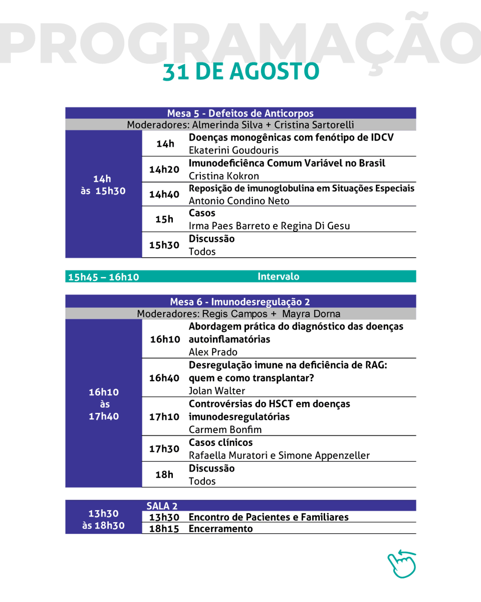 ASBAI_alergia's tweet photo. Você já viu a programação do BRAGID Meeting?
Passe as imagens para o lado e confira.
Inscrições com desconto terminam dia 23/08.
Acesse: https://t.co/XIQ5mBBFS6
#BRAGIDMeeting #imunologia #LASID #JeffreyModellFoundation #EII #plasmajabrasil #alergia #ASBAI #BRAGID https://t.co/Kc7x3AykeL