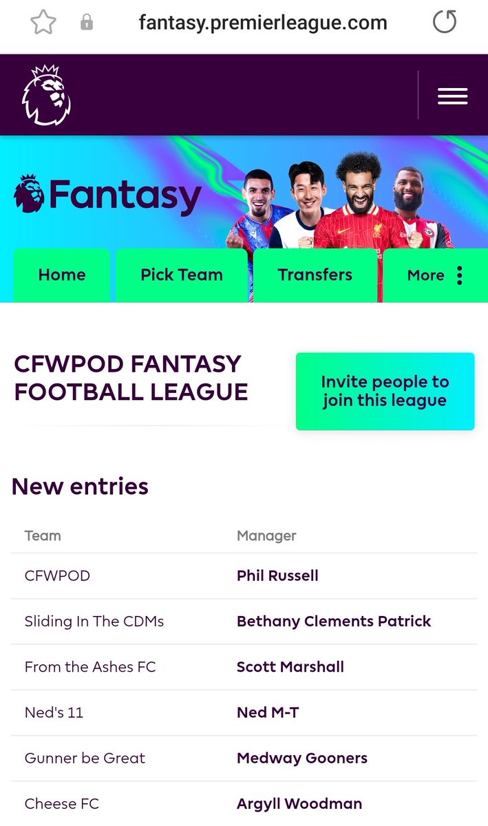 Charity Football Weekly (@cfwpod) on Twitter photo If this league were decided on team names, we think <a href="/bethanyclemency/">Bethany Patrick</a> has won 🏆
Still time to join us by the way! If this league were decided on team names, we think <a href="/bethanyclemency/">Bethany Patrick</a> has won 🏆
Still time to join us by the way!