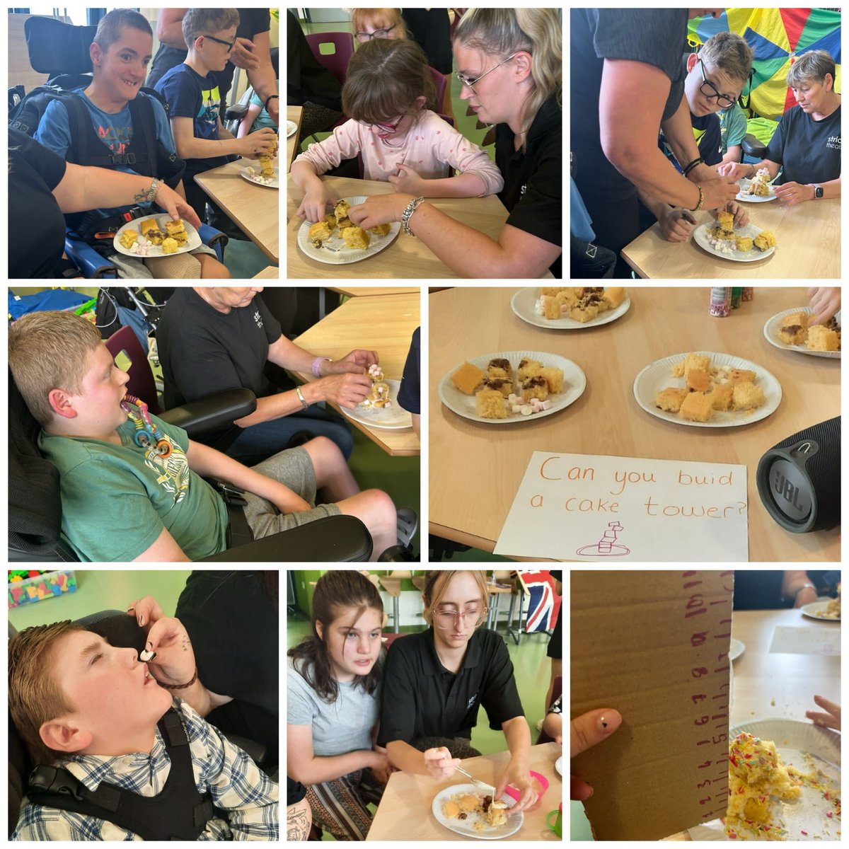 stridetheatre's tweet photo. We created our own sculpture park at Barnsley play-scheme! At the sculpture park there were competitions one being who can stack the most boxes and the other who can build the tallest cake tower! 🎂  #TEAMSTRIDE🎭 https://t.co/hRcdloWCds