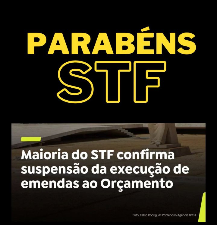 O STF, acabou com a mamata e roubalheira do chantagista Arthur Lira e sua gangue! Chega de orçamento secreto! Agora eles vão ter que mostrar pra onde vai o nosso $$$$!

Parabéns STF!
Valeu Dino!
#foralira