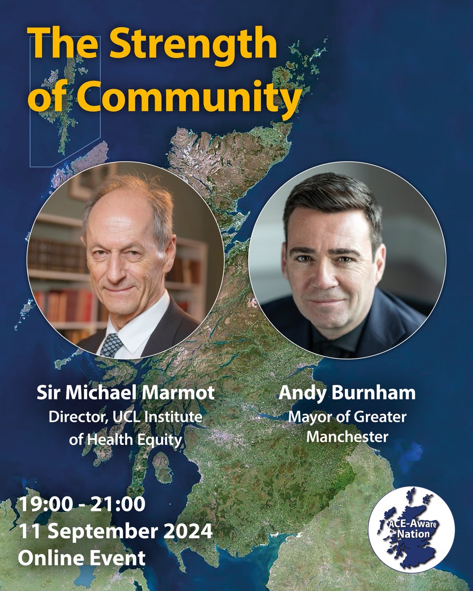 🆕 We are delighted to announce <a href="/AndyBurnhamGM/">Andy Burnham</a>, Mayor of Greater Manchester, will  join us for The Strength of Community!

Alongside <a href="/MichaelMarmot/">Sir Michael Marmot</a> we will answer the question: 'What is a Marmot City &amp; how does it feel to live in one?'

🎟 aceawarescotland.com/2024-the-stren…

#ACEAwareNation