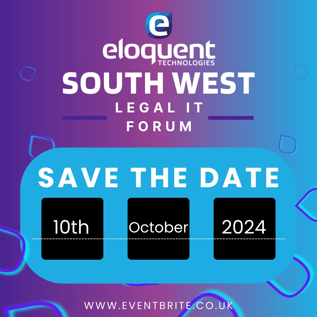 EloquentTech's tweet photo. We’re pleased to announce that the agenda for the South West Legal IT Forum is now finalised! Join us in Exeter on the 10th of October for an exclusive event where IT professionals from South West law firms come together to explore and discuss latest trends in legal technology. https://t.co/C4mCXYu3Fw