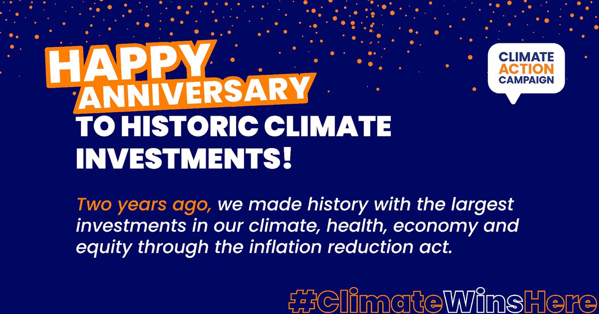 clearpathfuture's tweet photo. Two years ago, @POTUS signed into law the biggest climate investment in history and it’s working – cutting climate pollution, creating jobs, improving public health and turbocharging the clean energy economy. Let’s build on these accomplishments! #ClimateWinsHere https://t.co/XQxMKen5X1