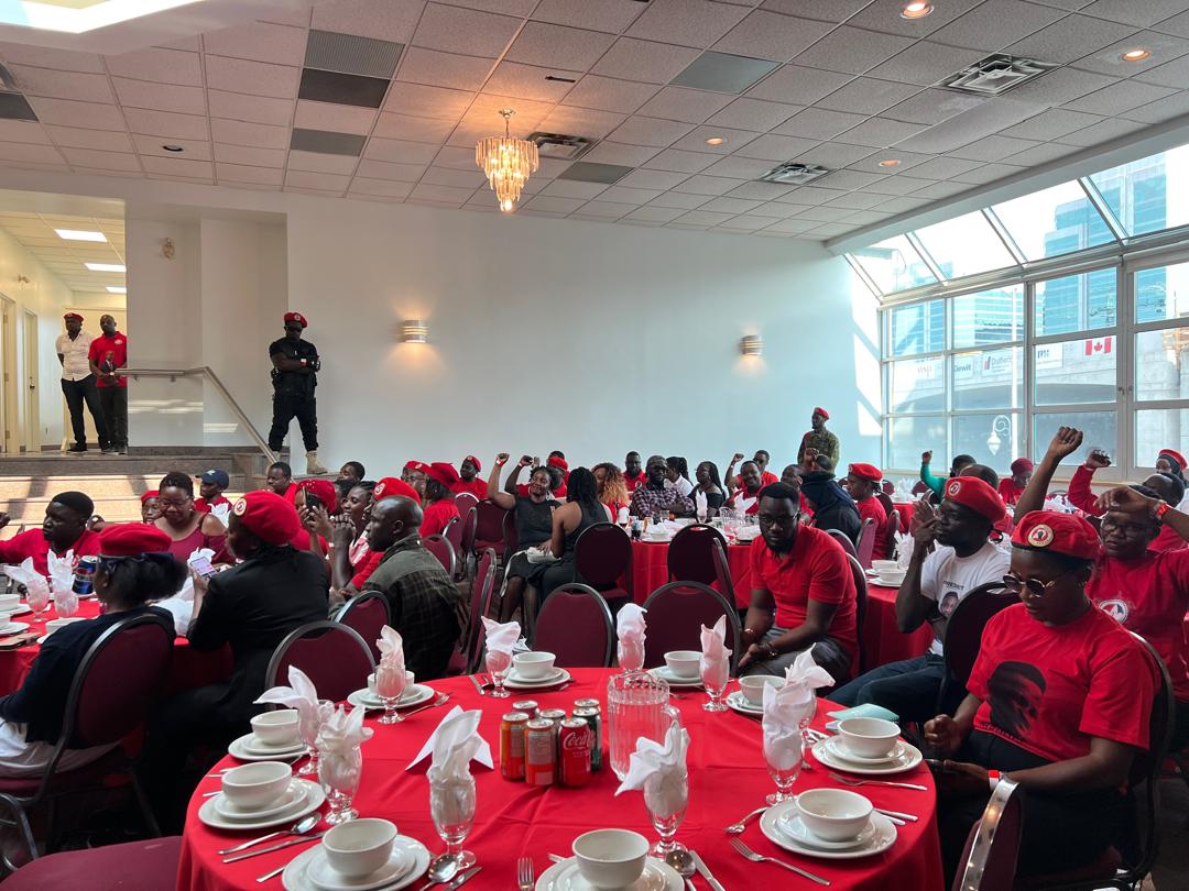 HEBobiwine's tweet photo. Following the conclusion of our 2024 Diaspora Convention in USA, we are now in Canada to touch base with our various chapters there. We just had an interaction with the NUP Chapter in Ottawa, Canada's capital. Happy to have exchanged thoughts with our comrades here about the trajectory of the struggle to dislodge dictator Museveni back home. Can't wait to engage with the rest of our chapters!