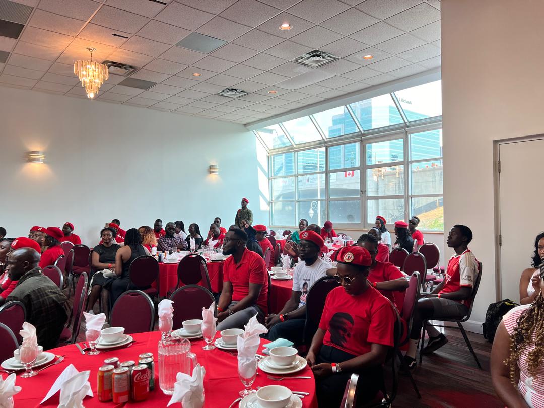 HEBobiwine's tweet photo. Following the conclusion of our 2024 Diaspora Convention in USA, we are now in Canada to touch base with our various chapters there. We just had an interaction with the NUP Chapter in Ottawa, Canada's capital. Happy to have exchanged thoughts with our comrades here about the trajectory of the struggle to dislodge dictator Museveni back home. Can't wait to engage with the rest of our chapters!