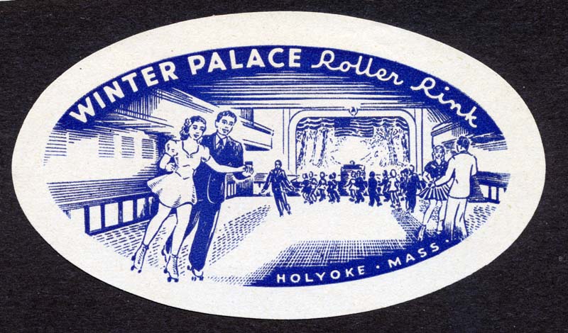 Historicimage's tweet photo. From the 1940s, a luggage label from the Winter Palace Roller Skating rink in Holyoke, Massachusetts. Believe this closed in the late 1950s. #historicimage #rollerskating https://t.co/ZmraO6YheF