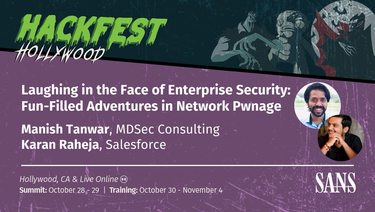 Manish Kishan Tanwar (@indishell1046) on Twitter photo I will be presenting a technical talk at SANS HackFest 2024 along with <a href="/5h4d0w_hun73r1/">5h4d0w_hun73r</a>
Special thanks to <a href="/Steph3nSims/">Stephen Sims</a> and <a href="/Ch33r10/">Dr. Ch33r10</a> 🙏😇 I will be presenting a technical talk at SANS HackFest 2024 along with <a href="/5h4d0w_hun73r1/">5h4d0w_hun73r</a>
Special thanks to <a href="/Steph3nSims/">Stephen Sims</a> and <a href="/Ch33r10/">Dr. Ch33r10</a> 🙏😇