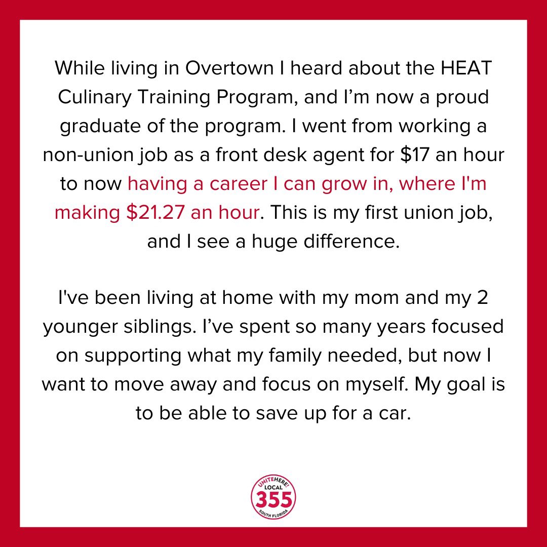 UNITEHERE_SoFla's tweet image. Michelle, a premium prep cook at Marlins Stadium, is fighting for a better life! She lives with her family but she dreams of getting her own place & a car. 🚗
She’s canvassing for @MayorDaniella and @KeonHardemon to make Miami a home where she can thrive and not just survive.