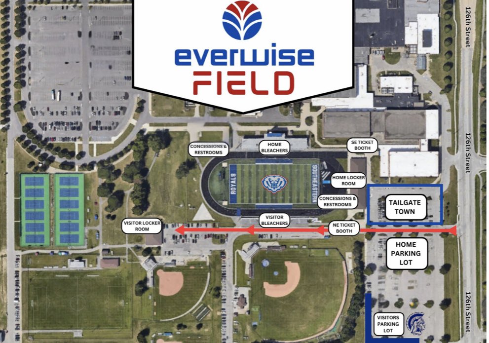 Planning to come to tonight’s scrimmage with <a href="/HSEFootball/">HSE Royal Football</a> &amp; <a href="/BCHSTrojansFB/">Bishop Chatard HS Football</a>?

Check out the parking &amp; entry map.

All spectators should park in the athletics lot off of 126th St. and enter the northeast and northwest gates.