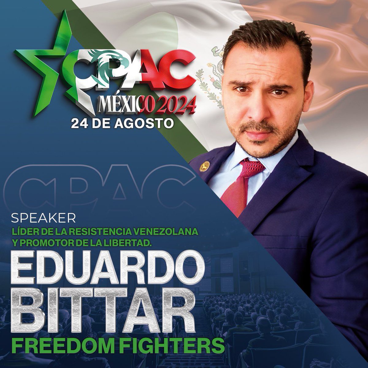 Ottolinismo's tweet photo. En la #CPACMexico2024 estarán dos grandes representantes de la Libertad en Sudamérica.

Felicito las participaciones de @Eduardo_Bittar y el presidente @JMilei

#LibertadONada https://t.co/Dvbn6fb4Dy
