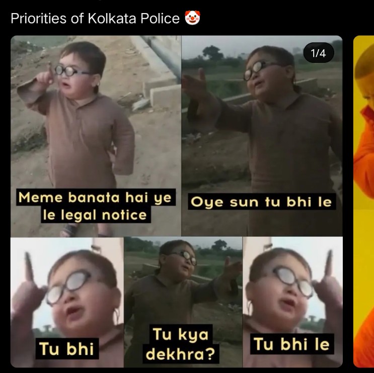 theINDprofessor's tweet photo. Priorities of Kolkata Police 🤡 https://t.co/9pJ5XaZZqI