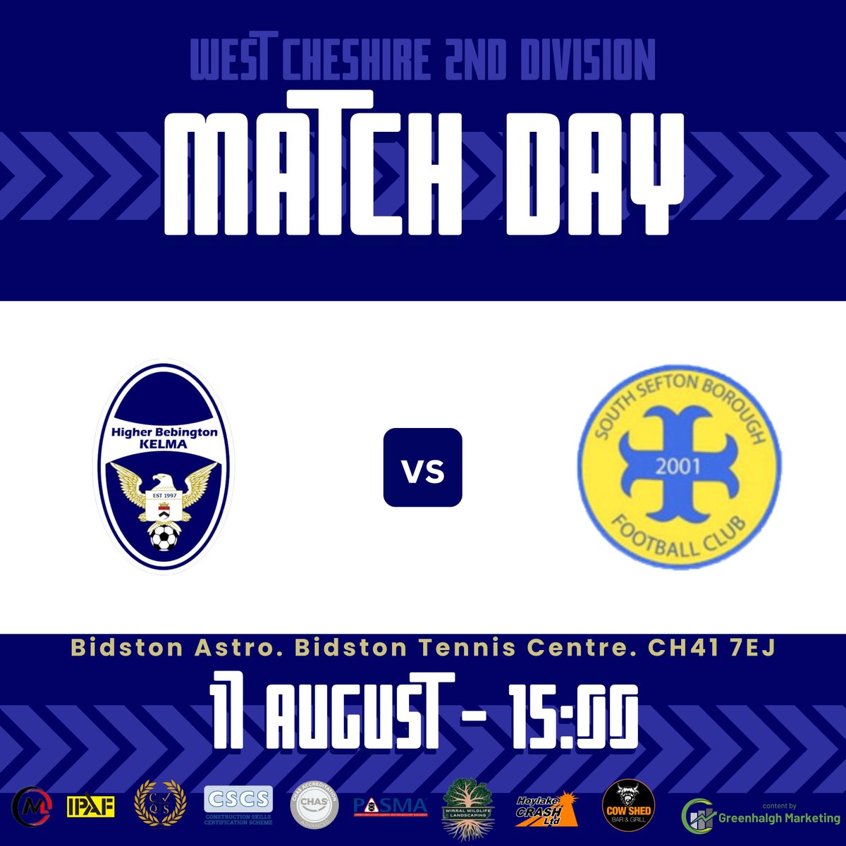 HBKelmaFC's tweet photo. Tomorrow sees us finally host our first home game of the season and our first competitive game on our new astro at Bidston Tennis Centre

🆚 @Southseftonfc
🕰️ 3pm kick off
🏟️ Bidston Tennis Centre
🏆 West Cheshire Div 2

#WestCheshire #Football #Bebington #HigherBebington #Wirral https://t.co/oaiax8EDyf