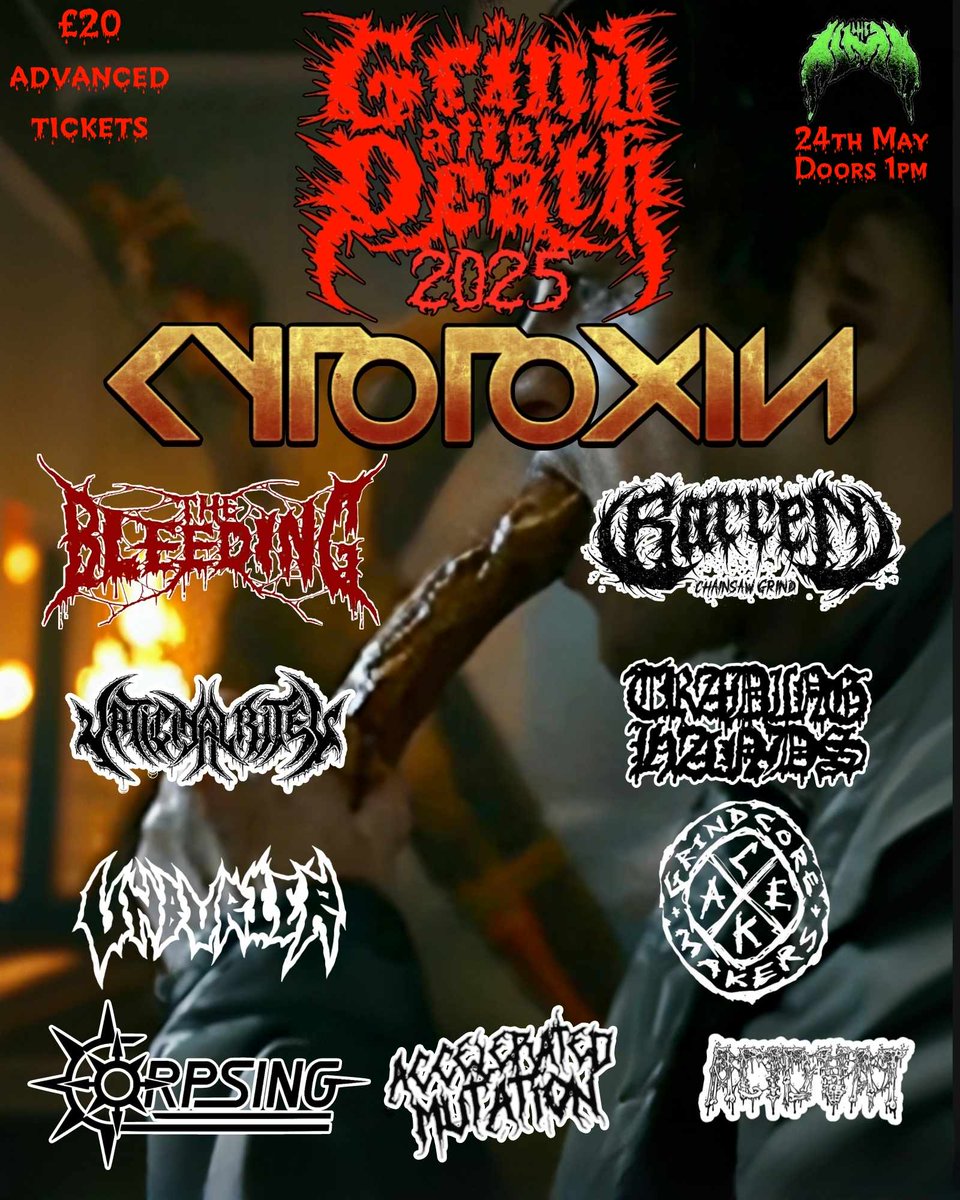 We're thrilled to announce that we will be playing at Grind After Death Fest 2025, supporting <a href="/CytotoxinBand/">CYTOTOXIN</a> at The Alma Inn, Bolton! Only 200 advance tickets are available— don't miss your chance to grab yours. LFG!! 🤘📷🔥 #metal #Deathmetal