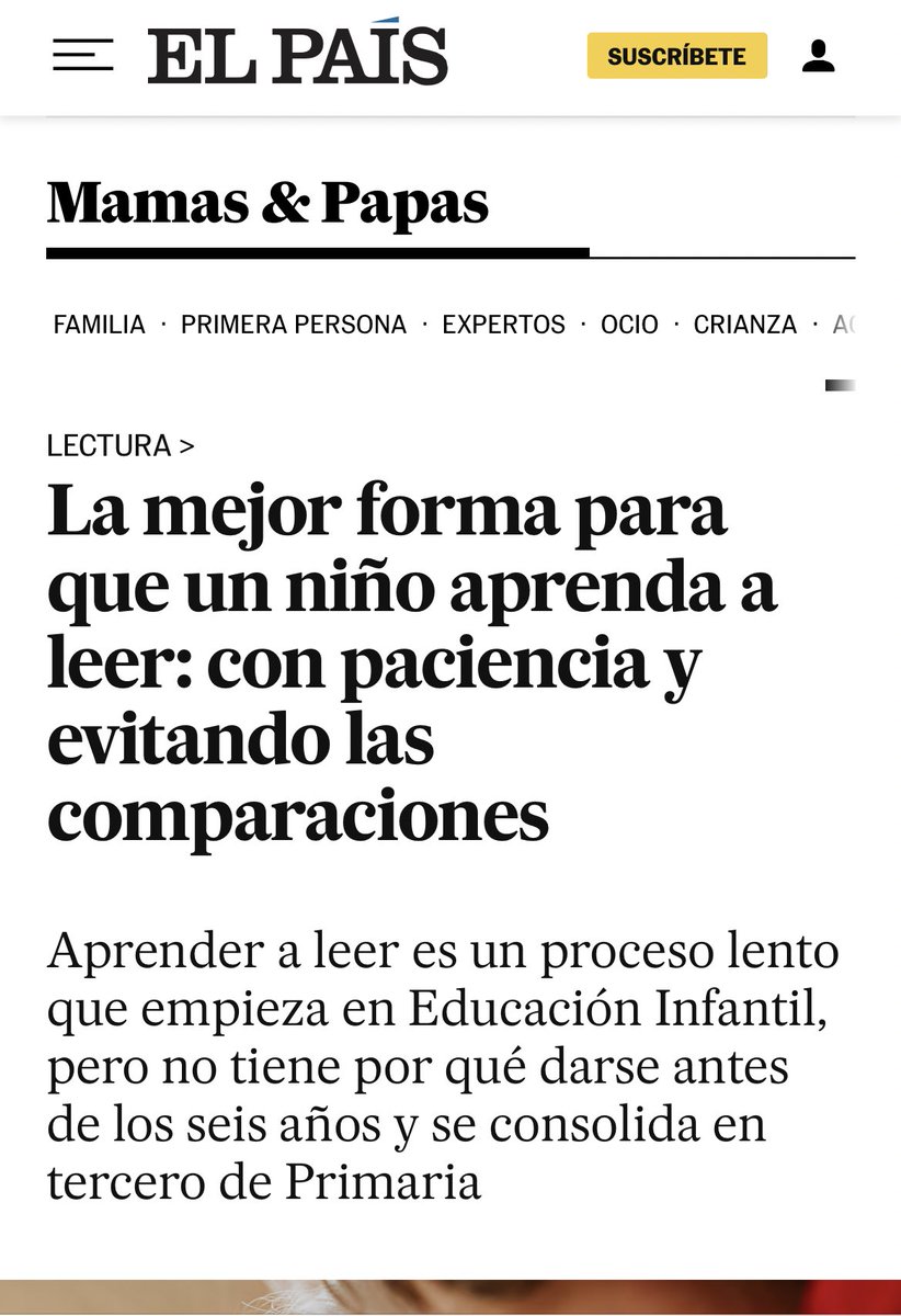 “Los estudios demuestran que existe una exposición a más de 70.000 palabras entre los menores cuyos padres les leen cuentos antes de dormir y los que no” Miguel Ángel Tirado. La mejor forma de que un niño aprenda: con paciencia y sin comparaciones. elpais.com/mamas-papas/ac…