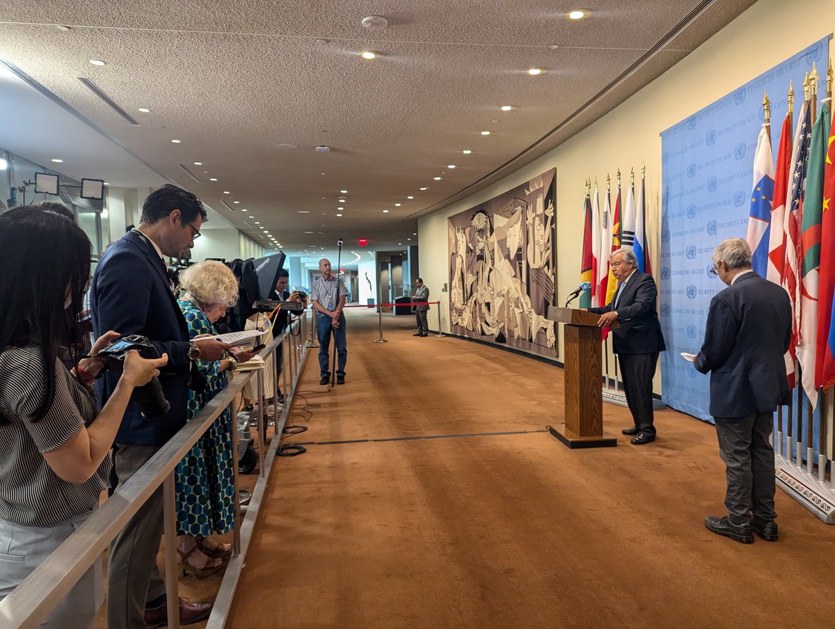 . <a href="/antonioguterres/">António Guterres</a> tells journalists: Gaza is in a humanitarian freefall.  

In recent weeks, the poliovirus has been detected in wastewater samples in Khan Younis and Deir al-Balah.  

That means the virus is now circulating, with hundreds of thousands of children at risk.