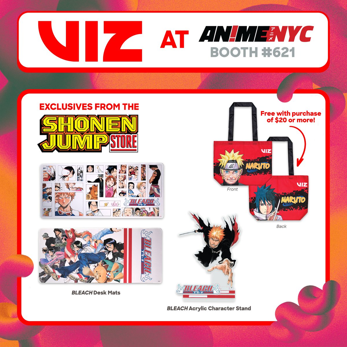 VIZMedia's tweet photo. Want more #BLEACH exclusives? We got that and more #shonenjumpstore merch at VIZ Booth #621 π₯#AnimeNYC https://t.co/LfdmTTuN3S