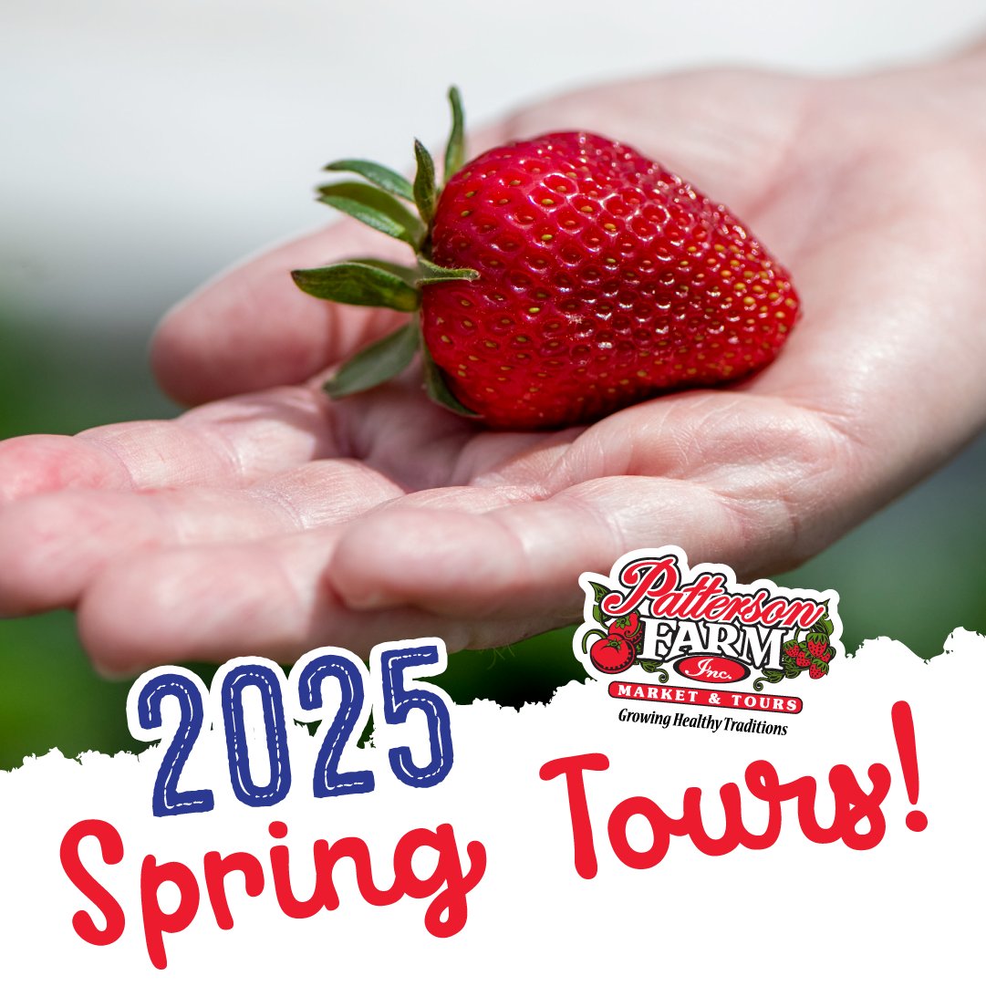 Patterson_Farm's tweet photo. Exciting, educational, and fun opportunities await for your students. Book your Spring Tour now! 

🌱 Dirt on Dirt Tour: March 10-28, 2025
👨‍🌾 Farmer For The Day Tour: April 1-18, 2025
🍓 Strawberry Tour: April 21–May 30, 2025 

Learn more at https://t.co/BgKriGNIb8. https://t.co/F9TxeXNQFX