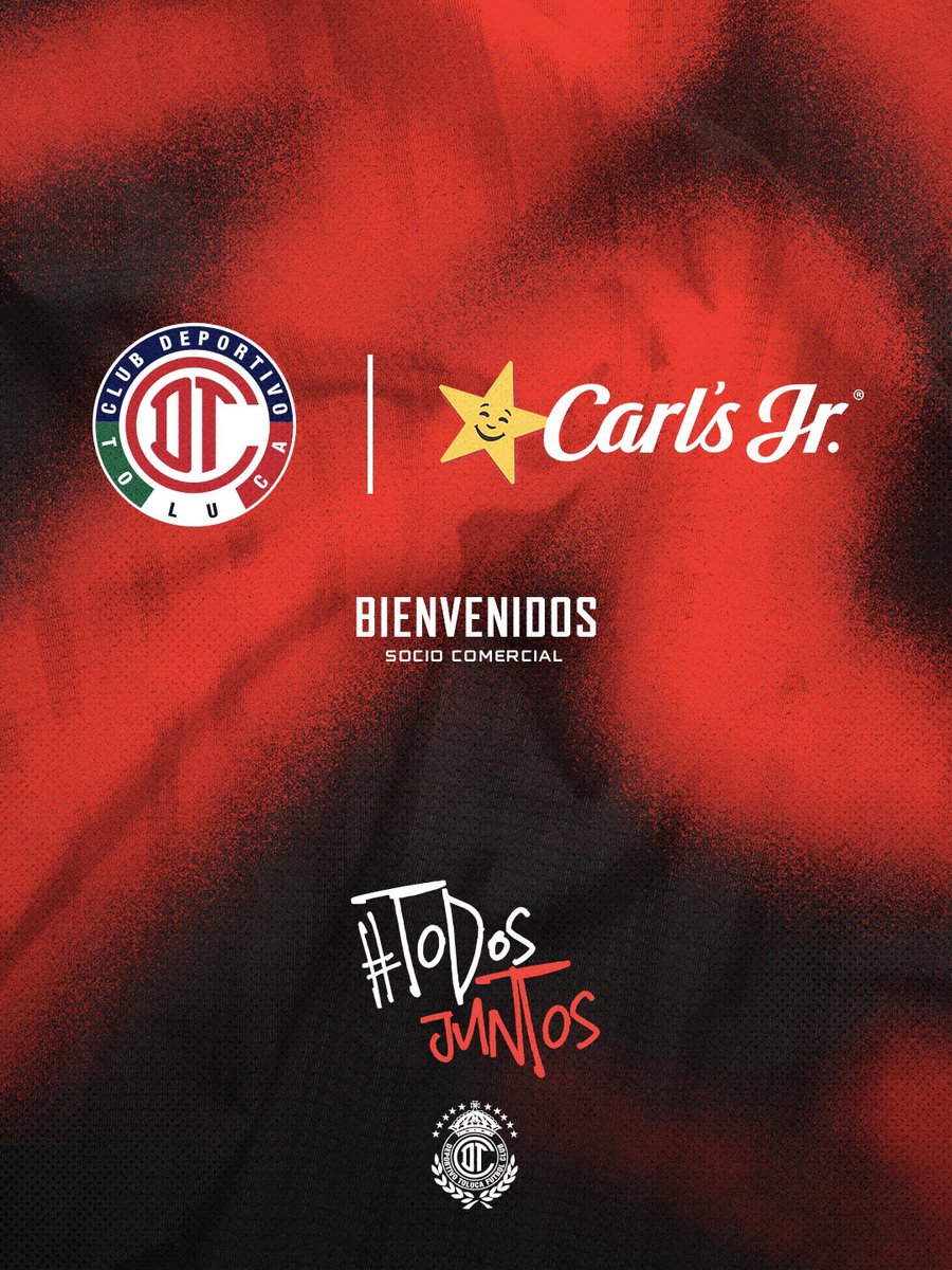 TolucaFC's tweet photo. 🍔👹| Bienvenidos @CarlsJrMx 

Carls Jr.  Se une a nuestra familia como socio comercial estratégico de nuestros equipos varonil y femenil, convirtiéndose en las hamburguesas oficiales del Toluca F.C. y de nuestra casa, el estadio Nemesio Diez.

📰 https://t.co/lCNTuzMcVs

#TodosJuntos