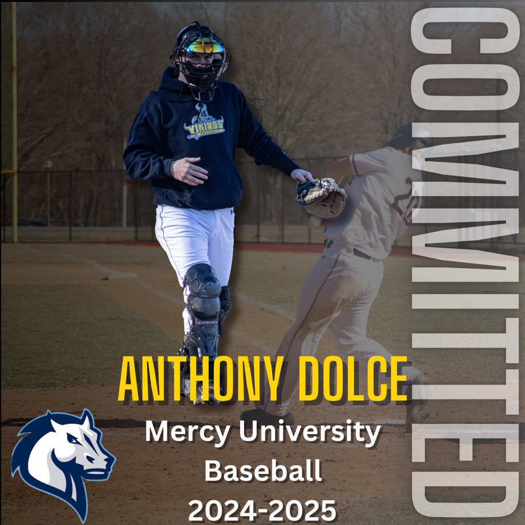After taking some time off, former Catcher Anthony Dolce has committed to Mercy University to further his Education and Playing Career!! #VikingFamily