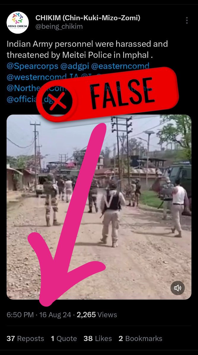 Fact and Fake #Manipur
ASSAM RIFLES Vs STATE FORCE

JUNE 2023: Assam Rifles had blocked the gate &amp; roadways of Manipur Police at Sugnu while the Sugnu area of Manipur was under attack by Kuki Militants. One BSF Jawan was killed during the Kuki Attack and many innocent lives lost.