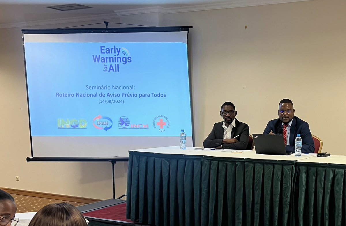 Eventos climáticos extremos não precisam se tornar desastres

A🇺🇳 apoia🇲🇿 na criação do Roteiro da Iniciativa Sistemas de Alerta Antecipado p/ Todos

+de 50 participantes se juntaram p/ garantir a sua finalização e q/ todos no país sejam protegidos por um sistema de alerta eficaz