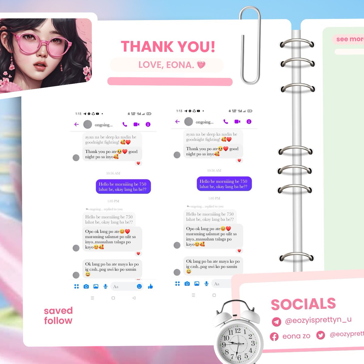 𓍯𓂃.🌱📎 : proof of transaction'
-- some past and new feedback from my lovely clients! always happy to serve you. thank you so much for choosing me. mwa 💚

‧ ‧₊˚🖇️ est. 2020 ✩
₊˚🥞 open for inquiries ⊹ 🌱
📁｡ see more: t.me/eozyvouches