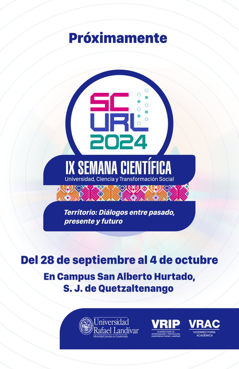 📢¡Hoy!
Invitados a escuchar entrevista sobre la IX Semana Científica de la Universidad Rafael Landívar.
🗓️19 de agosto 2024.
🕜 16:30 horas.
📻Radio Sónica 106.9 FM <a href="/sonicagt/">SÓNICA 106.9</a>
👉 sonica.gt/inicio/