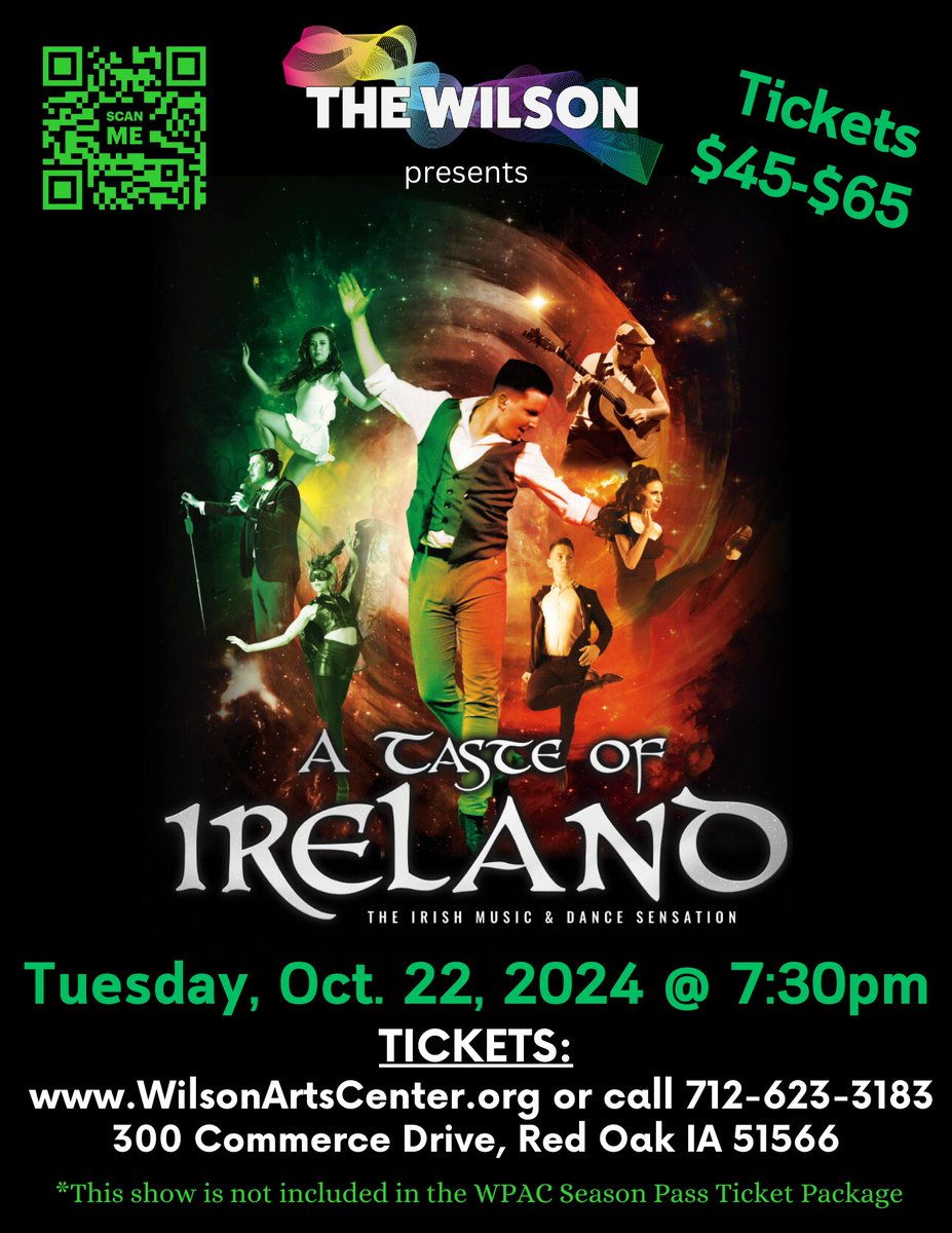 WilsonPerfArts's tweet photo. ‘A Taste of Ireland―The #Irish #Music &amp; #Dance Sensation’ is at #TheWilson Tuesday, October 22 at 7:30pm, performing the show that has entertained thousands around the globe. Tickets start at $45. On sale now:  https://t.co/UFK27VBIFw or call 712-623-3183. #tasteofireland #WPAC https://t.co/9GlrBtC93l