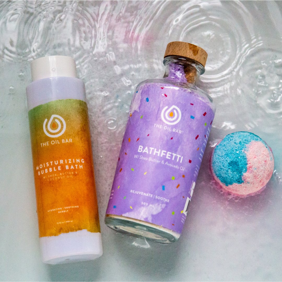 Bring the fun back to your bath time routine with our Bathfetti Soaks, Bath Oils, and Bath Bombs that turn your tub into a party of bubbles and color! 🌈🌟

Get ready to soak in some serious joy! 

#TheOilBar #RelaxAndUnwind #BathTime #Joy