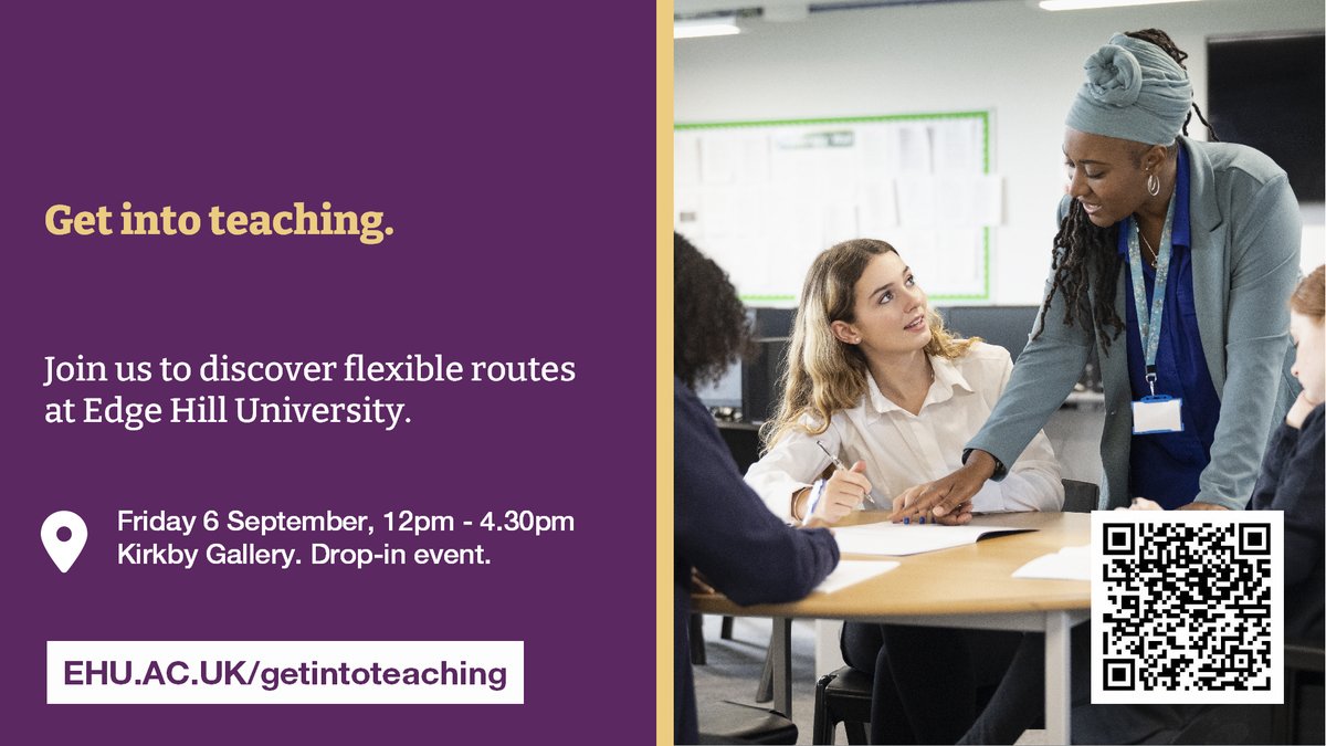 EHU | Education (@ehu_foe) on Twitter photo Interested in starting or progressing your teaching career? Visit us at #Kirkby Gallery <a href="/galleriesmuseum/">Kirkby Gallery & Prescot Museum</a>
on Fri 6 September, 12pm-4.30pm. Perfect for aspiring teachers and educators considering further study. Flexible routes, equivalency, UG & PG. Drop-in event, all welcome! Interested in starting or progressing your teaching career? Visit us at #Kirkby Gallery <a href="/galleriesmuseum/">Kirkby Gallery & Prescot Museum</a>
on Fri 6 September, 12pm-4.30pm. Perfect for aspiring teachers and educators considering further study. Flexible routes, equivalency, UG & PG. Drop-in event, all welcome!