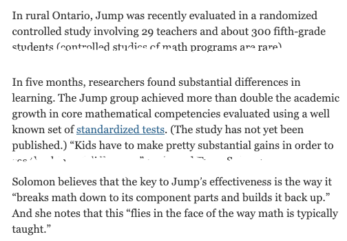 Justin Baeder, PhD (@eduleadership) on Twitter photo Got an idea for improving education? Prove that it works, like <a href="/johnmighton/">@johnmighton</a> and his team have done with Jump Math.
Notice the lack of "I got influential people excited about this" hype and the abundance of ACTUAL EVIDENCE.
archive.nytimes.com/opinionator.bl… Got an idea for improving education? Prove that it works, like <a href="/johnmighton/">@johnmighton</a> and his team have done with Jump Math.
Notice the lack of "I got influential people excited about this" hype and the abundance of ACTUAL EVIDENCE.
archive.nytimes.com/opinionator.bl…