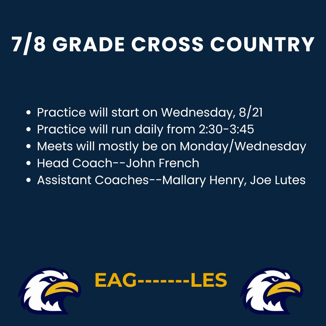 Fall Sports Information!!  Make sure you have you rPhysical uploaded to Privit.  Eagles are are about to take flight!!