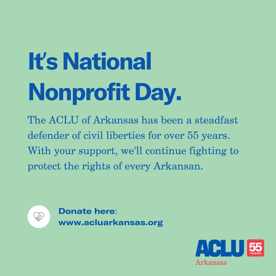 Our commitment to protecting civil liberties remains as strong as ever. 🔗 DONATE TODAY to help us continue our fight and ensure the rights of all Arkansans are preserved and protected: loom.ly/cTerdwU #arpx #NationalNonprofitDay