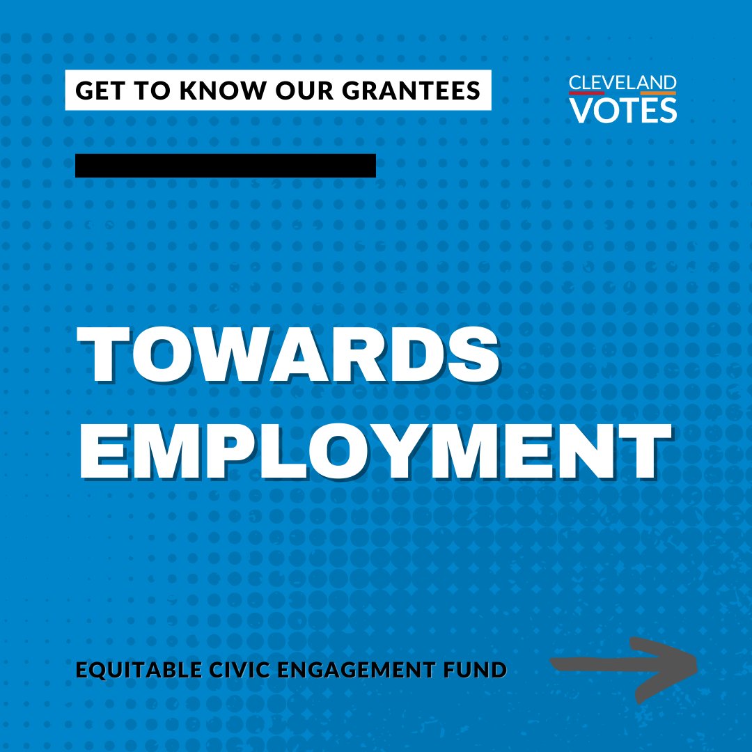 CLEVotes's tweet image. Today, we&apos;re introducing our #ECEF Grantee 🎉

@towardsemployment envisions a world of work where all people – regardless of race, criminal history, or where they live – have an opportunity to thrive.

Stay tuned as we highlight our Equitable Civic Engagement Fund grantees!