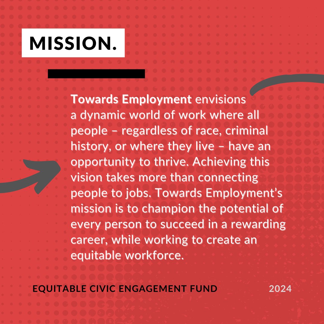CLEVotes's tweet image. Today, we&apos;re introducing our #ECEF Grantee 🎉

@towardsemployment envisions a world of work where all people – regardless of race, criminal history, or where they live – have an opportunity to thrive.

Stay tuned as we highlight our Equitable Civic Engagement Fund grantees!