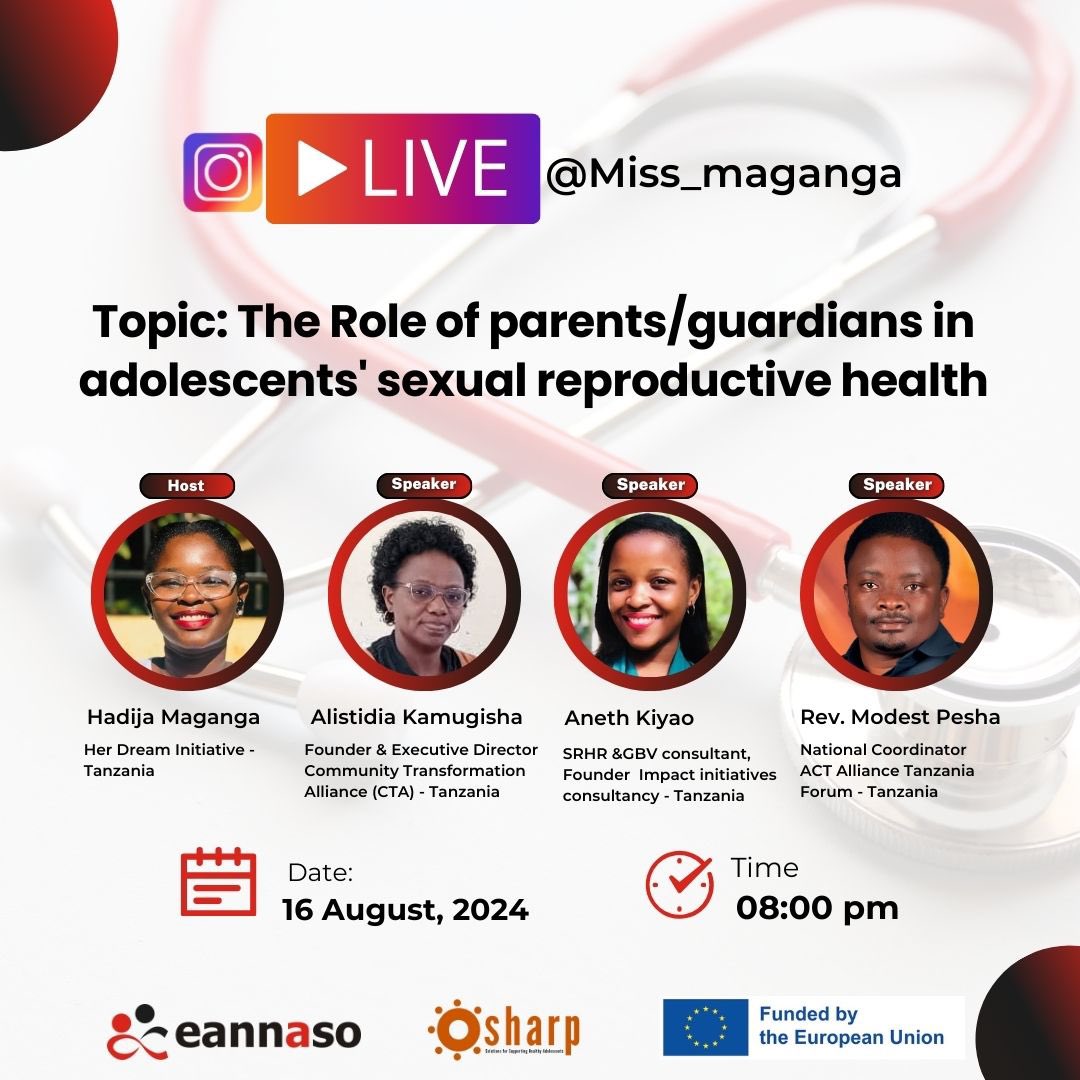 eannaso's tweet photo. In just 40 minutes (at 8:00PM EAT) we will be joining one of our #SRH champions @KadijaMaganga from Tanzania having candid discussions with guess who am #SRHexpert, a #FaithLeader and a #communityexpert
Use this link and meet us via #InstagramLive using this link: https://t.co/Hh1cTsE8HR
#HealthyAdolescents
#afyayetuhakiyetu
@MarekaMalili @rollymsouth @herdream_tz @Denis_Bwana @desire__youth @DoZCoG @richyraul07 @HAImedicines @EUinTZ @EUinKenya @EU_Partnerships
