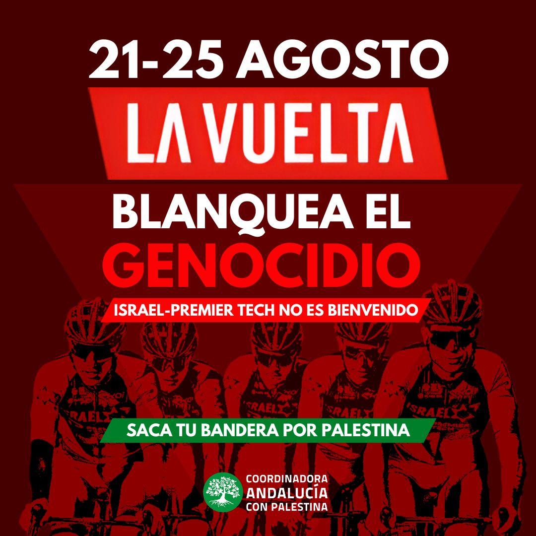 JerezCon's tweet photo. Andalucía no es lugar para blanquear un genocidio.
No nos gusta esta vuelta ciclista. https://t.co/YxDFC0ctW6