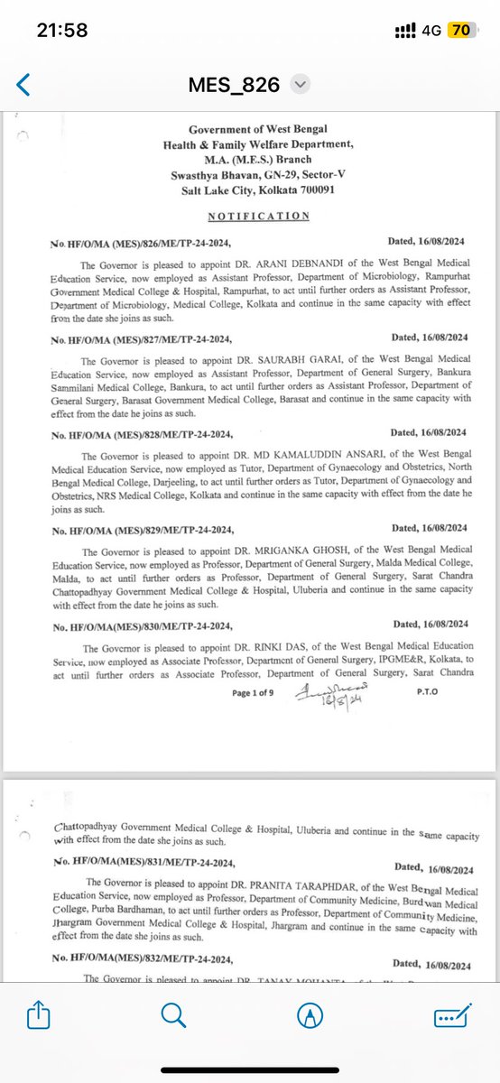 Indian__doctor's tweet photo. We strongly condemns @MamataOfficial @BengalGovernor unjust transfer of faculty members who supported our protest.
These punitive measures will not silence our demands for justice and security.
We stand united &amp; resolute in our fight 
#justiceformoumitadebnath #justice_for_pooja https://t.co/KdztNgzWpJ