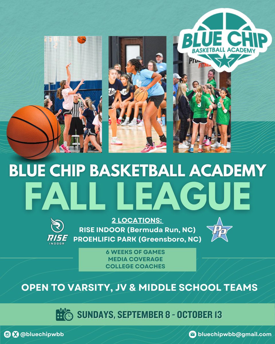 5th Annual <a href="/TriadBlueChip/">Blue Chip Basketball Academy</a> Fall League starting up soon! 

Adding a middle school league this year! Message us if interested in joining!