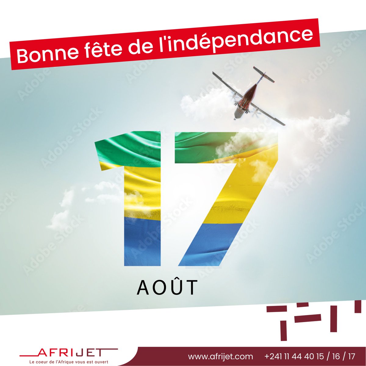 🇬🇦 Joyeuse Fête Nationale ! 🎉

Afrijet souhaite une fête nationale remplie de bonheur et d'unité à tous les Gabonais et Gabonaises ! 💛💚💙

#Afrijet #FêteNationaleGabon
