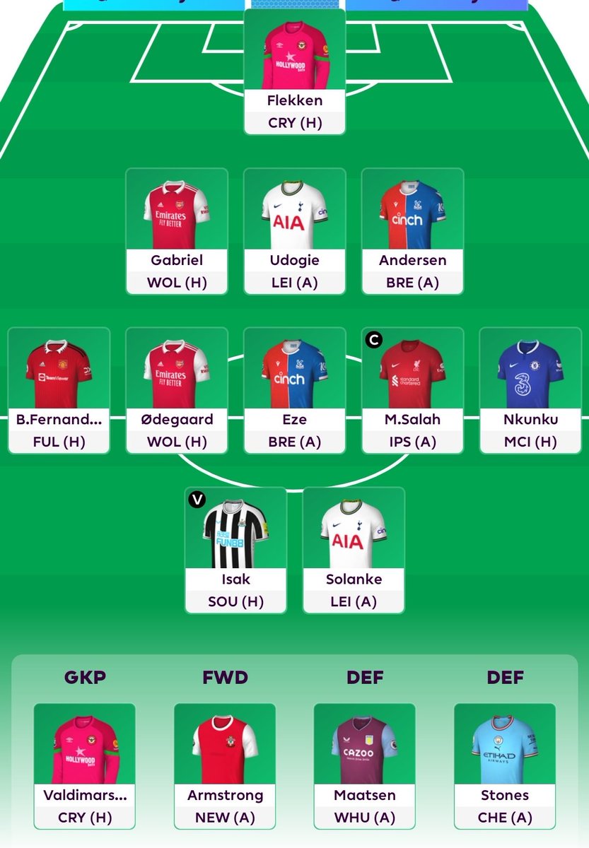FPLBeasley's tweet photo. ⚽️ GW1 TEAM ⚽️

I'm very happy with this! 🔒 Obviously I'll be sweating on Haaland, but the compromises elsewhere with him in just felt too great. The Fernandes spot will likely become Foden in a week or two.

Here we go! 💪 #FPL https://t.co/zvQ4eAYPJ9