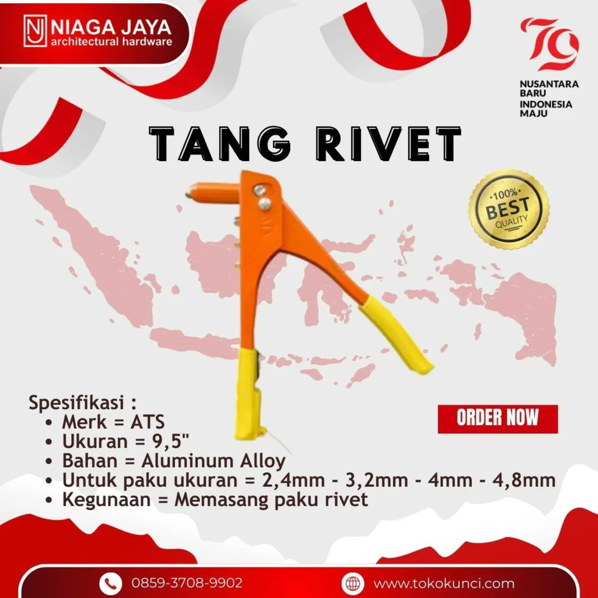 NiagaJayaBali's tweet photo. Hai Sobat NJ!
Produk Berkualitas dan Terjangkau dari Toko Niaga Jaya✨

TANG RIVET MERK ATS
Ukuran = 9,5"
Bahan = Aluminum Alloy
Untuk paku ukuran = 2,4mm - 3,2mm - 4mm - 4,8mm
Kegunaan = Memasang paku rivet

#tangrivet #justiceformoumitadebnath #BengalHorror #อิงล็อต #Crypto https://t.co/IhnR397TUa