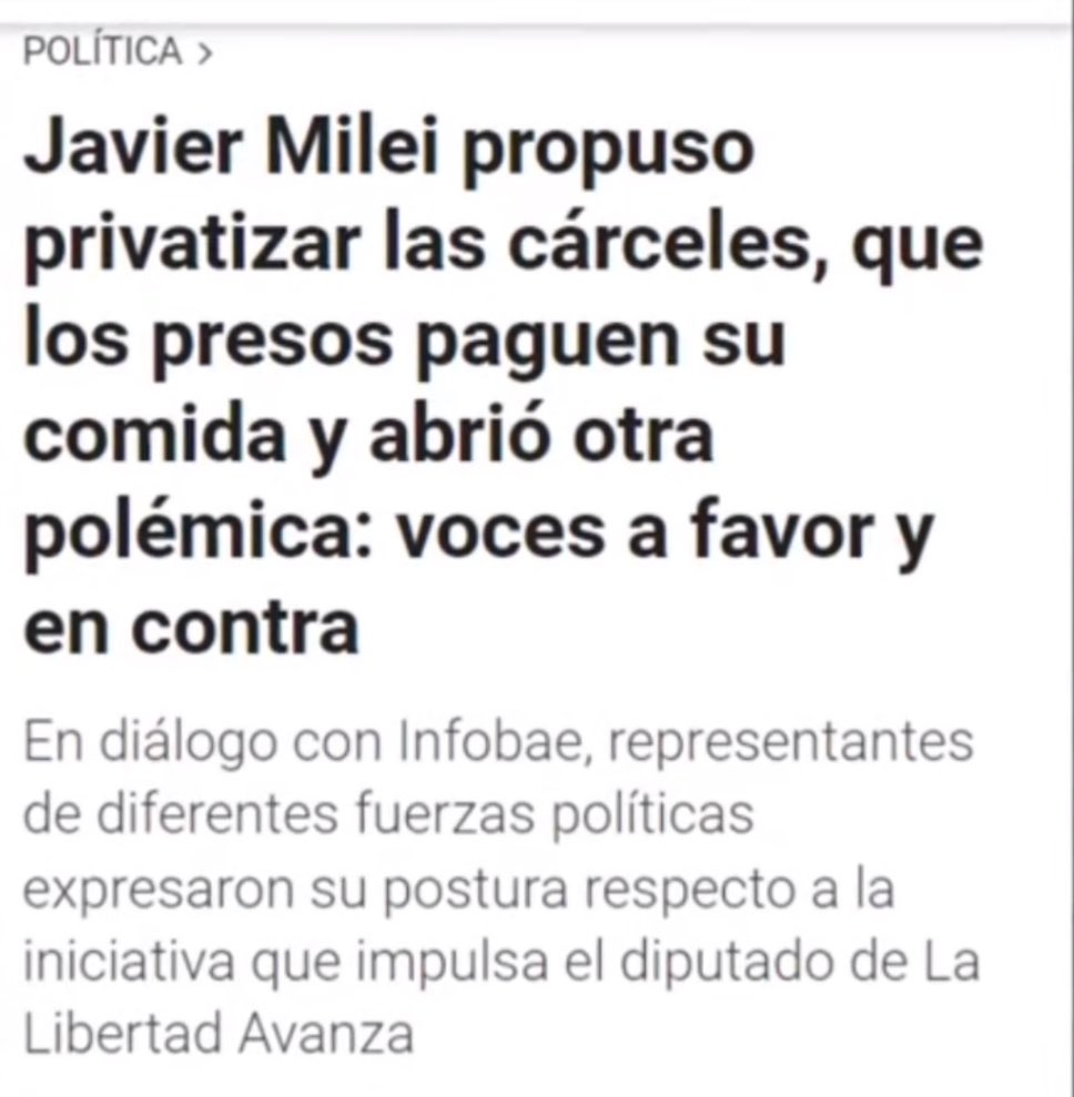 Capitana_espana's tweet photo. Javier Milei quiere que los presos trabajen dentro de la cárcel para pagarse su propia comida y su cama… Yo estoy completamente de acuerdo, ¿Alguien en contra? https://t.co/jLnIamtHUN