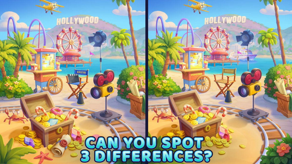 Can you spot the differences? 
Build your Hollywood in Jolly Match by Jolly Battle mobile game.
Start your game adventure today:
jollybattlematch3.page.link/jmTw

#jollybattle #mobilegame #riddle