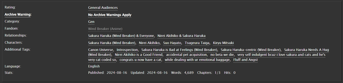 sanjiambe's tweet photo. love me (like you)
a sakura-centric fic that revolves around cats and his emotional baggages
CHAPTER 1: FIRST MEETINGS, now up!
link: https://t.co/hKDlDdBFyg
a piece written for day 4: accidental pet acquisition for @windbreakerweek #WinBreWeek2024 https://t.co/U7pIJobuzy