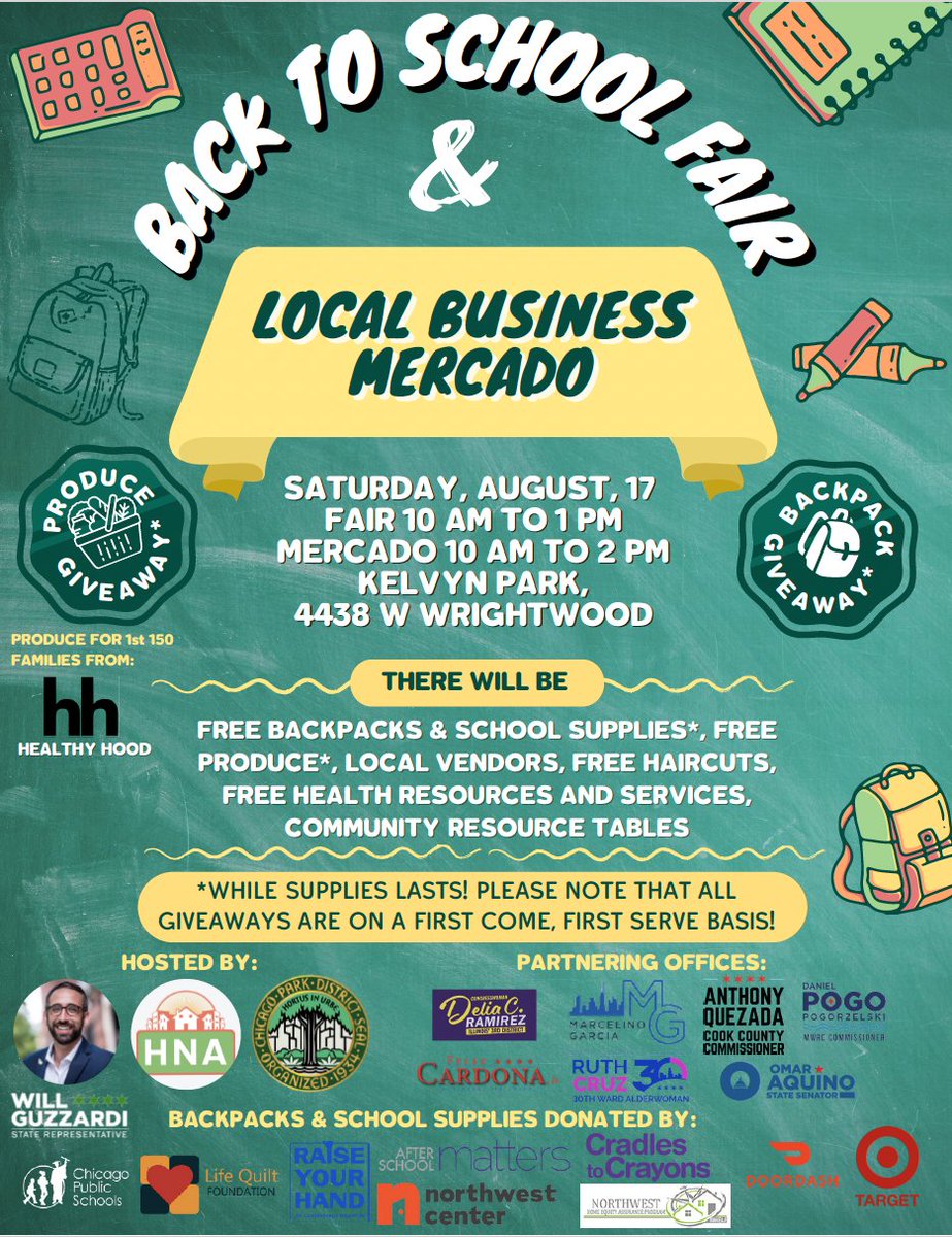 Don't forget to join us tomorrow for State Rep. Will Guzzardi's Back to School Fair at Kelvyn Park! Stop by the LCBH table to learn more about housing and renters' rights! Attendees can also access free school supplies, haircuts, and more! #BackToSchool