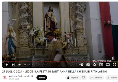 messainlatino's tweet photo. Festa di S. Anna a Lecce con l'Istituto Cristo Re Sommo Sacerdote. VIDEO - - #santanna #icrss #lecce #MiL #mtl — 🔸Per leggere il post di #Messainlatino CLICCARE QUI 👉🏼: https://t.co/4AAYkyuCGF https://t.co/KEta1UEZc0